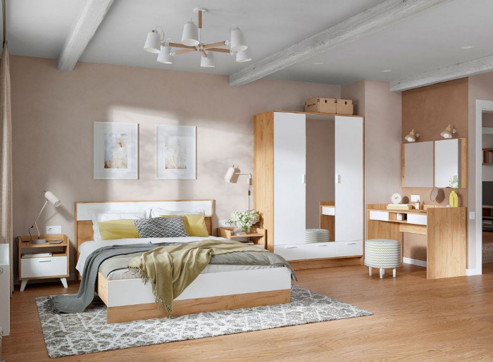 ИРИС ТБ-01 Тумба прикроватная (485х530х425) дуб крафт золото/белый