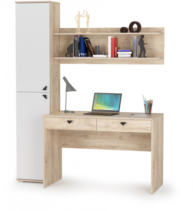 КР100 Бостон № 36, цвет дуб эндгрейн элегантный/фасады МДФ милк рикамо софт, 13.154+12.69+09.132, ШхГхВ 153,8х57,2х194,4 см., универсальная сборка