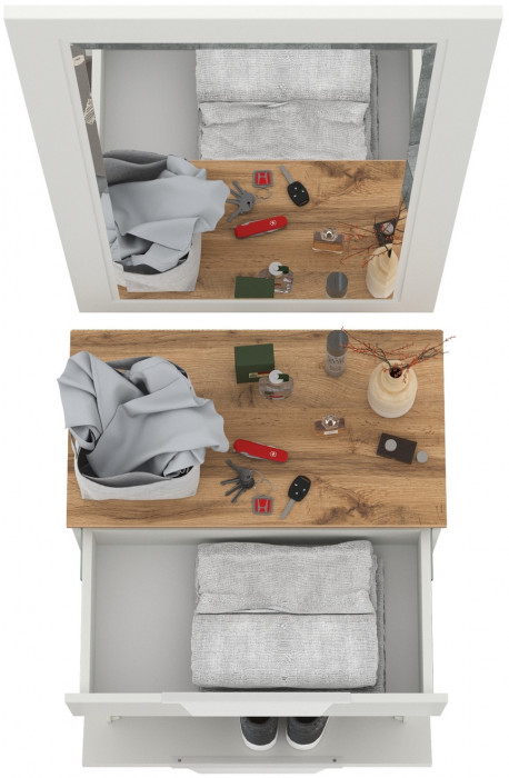 Октава Прихожая 38, белый шагрень/дуб крафт золотой/фасады МДФ белый шагрень