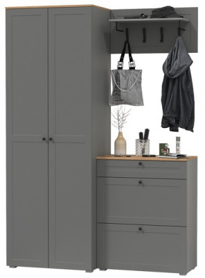 Остин Прихожая 17, цвет серый графит/дуб крафт золотой, ШхГхВ 160х54,3х229,6 см., универсальная сборка