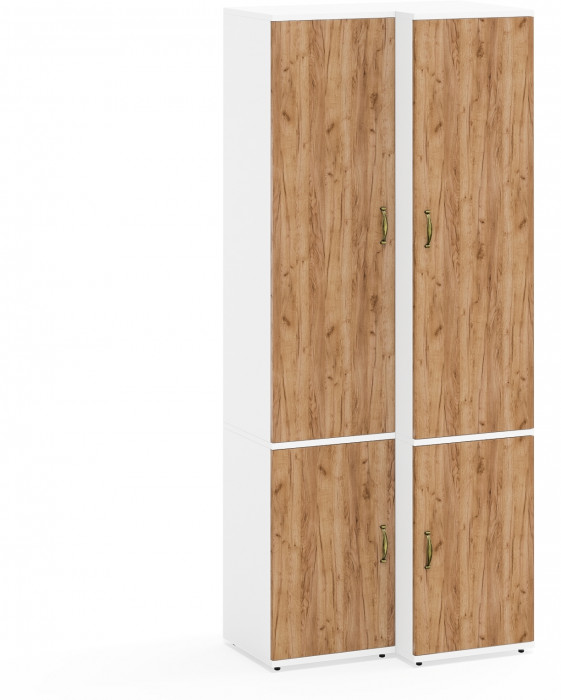 Лидер-8 Модуль Пенал МД 21Б + Пенал МД 23Б, белый шагрень/крафт золото