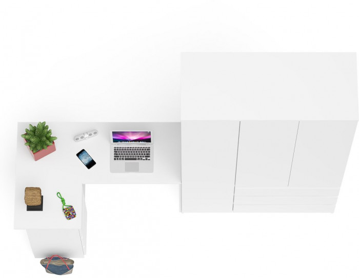 Мори Стол компьютерный МС-16 левый + Шкаф МШ1200.1, цвет белый, ШхГхВ 244,8х84,9х209,6 см., выдвижные ящики слева, НЕ универсальная сборка