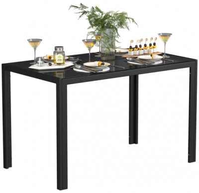 Обеденный стол Мебель--24 DT-1481, цвет чёрный, ШхГхВ 120х70х75 см., столешница закалённое стекло 6 мм., максимальная нагрузка 80 кг.