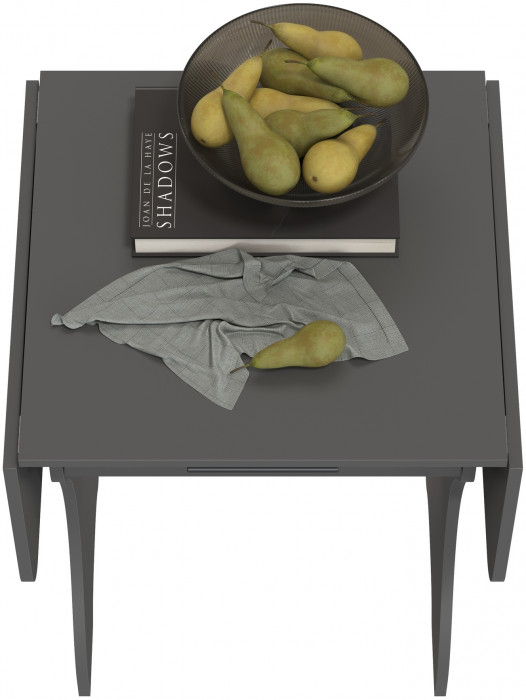 Стол обеденный раскладной с ящиком 6-02.120ТМграф, цвет графит, ШхГхВ 120х57х75 см., 60х57х75 см. сложенный