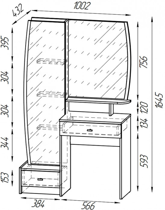 Трюмо 4-25102дкс/скан.д.б. Сицилия, цвет дуб крафт серый/скандинавское дерево белое, ШхГхВ 100,2х43,2х164,5 см., НЕ универсальная сборка