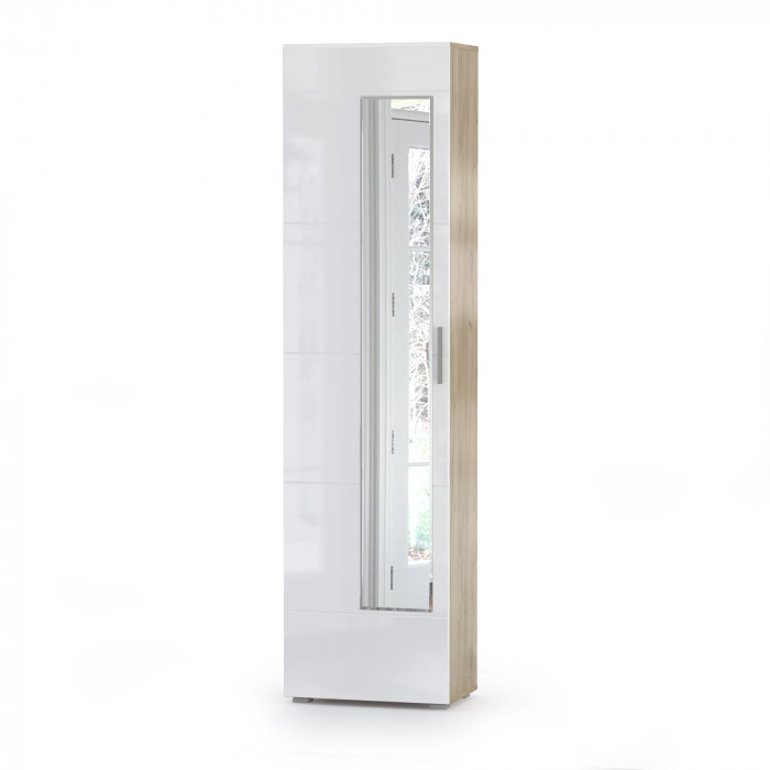 Лайн Прихожая № 11, цвет дуб крафт серый/фасады МДФ белый глянец, ШхГхВ 256,8х35,1х210 см., НЕ универсальная сборка