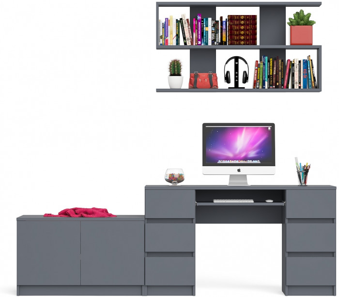 Мори компьютерный стол МС-2 + Тумба МА900.1 + Полка 1200, графит