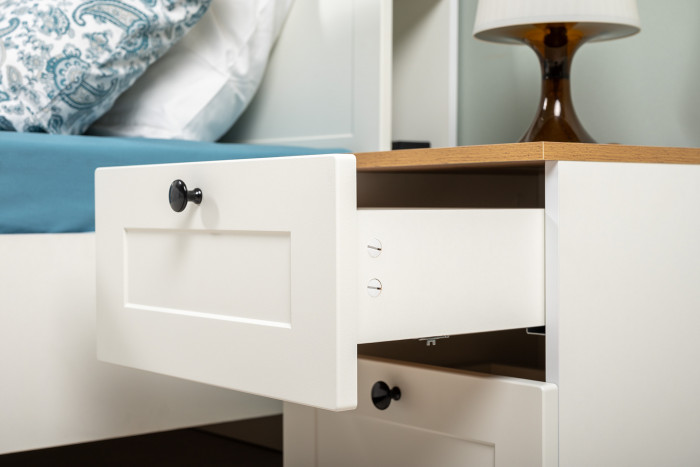 Остин 16.152 Тумба прикроватная, белый шагрень/дуб крафт золотой