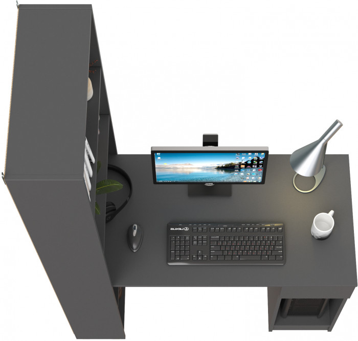 Лайт Шкаф комбинированный 10.01 (письменный стол), тёмно-серый