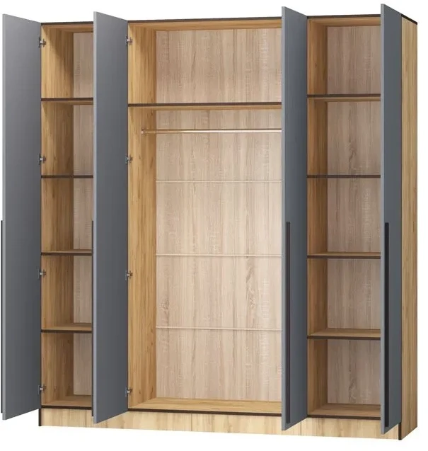 Шкаф Бастион 2000, Графит/Дуб крафт золотой