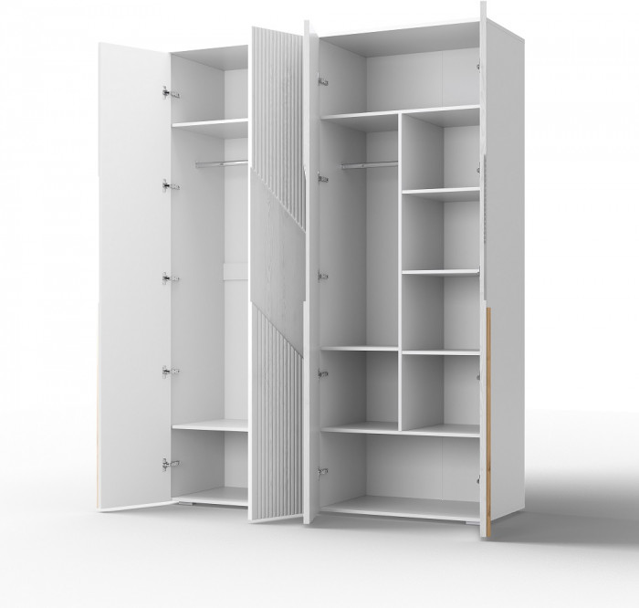 Шкаф 4-х дверный для одежды "Оливия" - Дуб наварра/Шагрень черная