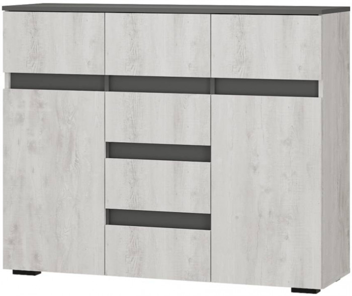 Комод комбинированный Мрия КМ-15, Бетон пайн светлый, графит