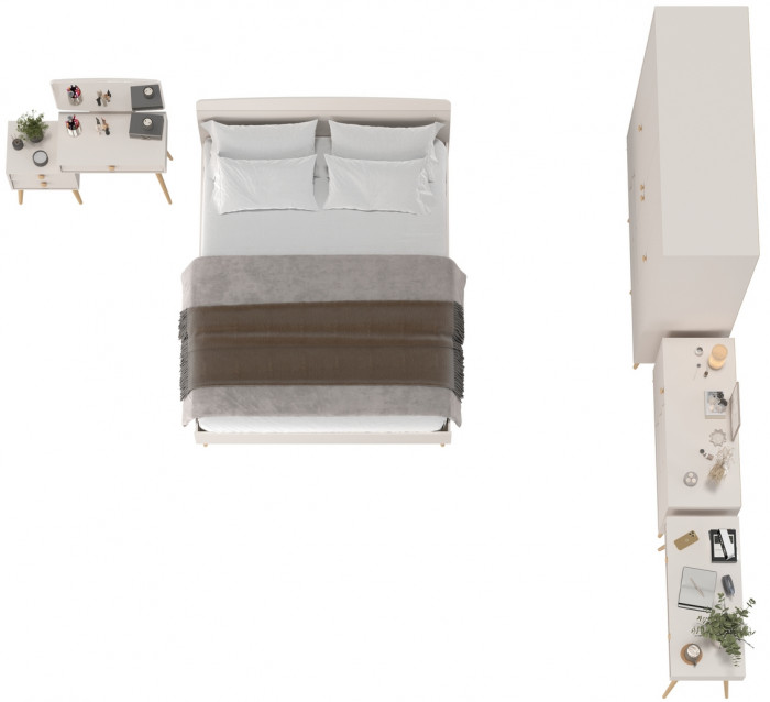 Афина Спальня 16-1600, цвет кашемир серый, сп.м. 1600х2000 мм., б/м, основание есть - фанера