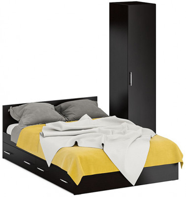 Кровать с ящиками 1400 + Пенал Стандарт, венге