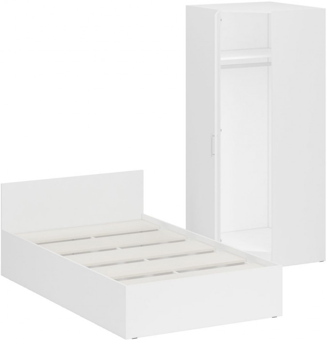 Кровать 1200 + Шкаф угловой Стандарт, цвет белый, ШхГхВ 123,5х203,5х70 + 81,2х81,2х200см., сп.м. 1200х2000 мм., без матраса, основание есть