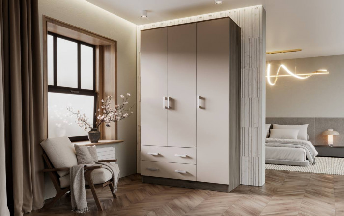 Шкаф 3-х створчатый, Крафт серый/Кашемир