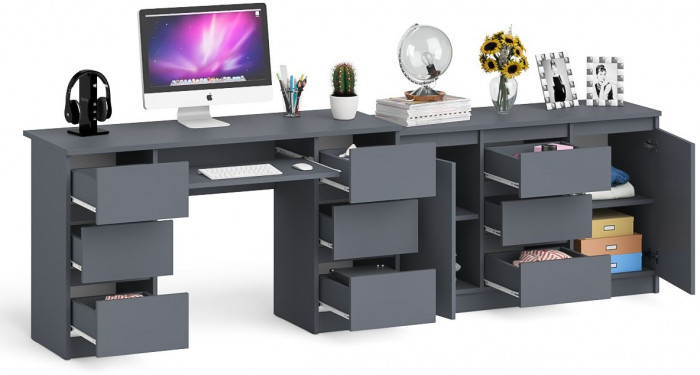 Мори компьютерный стол МС-2 + Комод МК1200.3, графит