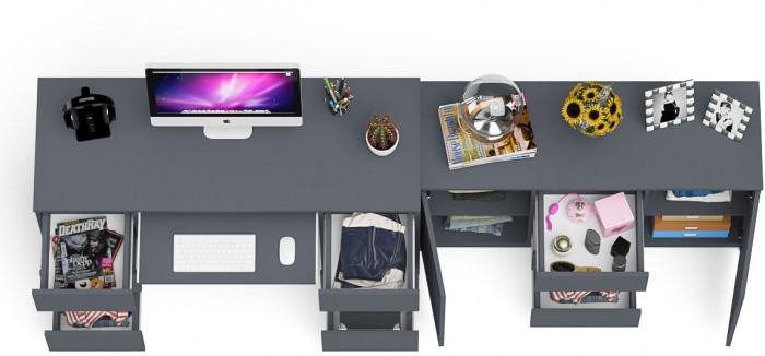 Мори компьютерный стол МС-2 + Комод МК1200.3, графит