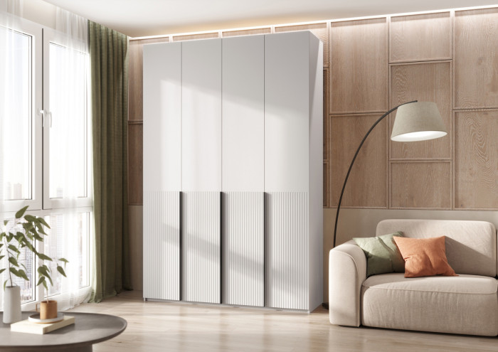 Марвэл Шкаф 4-х створчатый 1600, Белый/Браш вайт