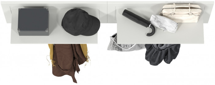 Остин 15.12 Вешалка + 15.12 Вешалка, цвет белый шагрень, ШхГхВ 159,4х29,6х39,7 см.