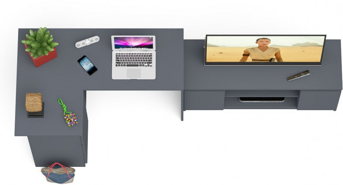 Мори компьютерный стол МС-16 левый + Тумба МТВ1200.1, графит