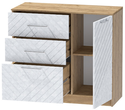 Комод №2 "Иннэс-7", Крафт золотой/Бетон снежный