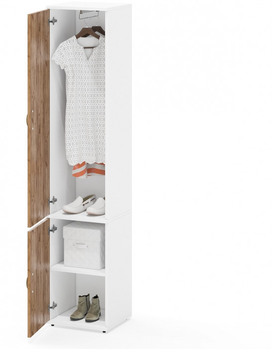 Лидер-8 Модуль Пенал МД 21Б, белый шагрень/крафт золото