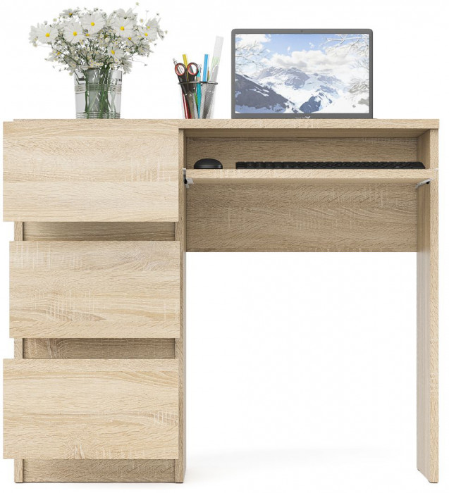 Мори Стол компьютерный МС-6 левый, цвет дуб сонома, ШхГхВ 90х50х76,6 см., выдвижные ящики слева, НЕ универсальная сборка
