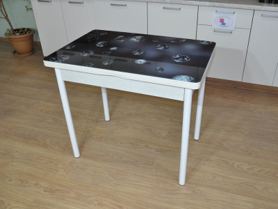 Симпл фотопечать стол обеденный раскладной / кристаллы/бетон белый/белый