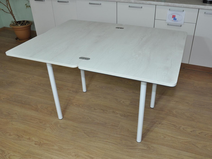 Симпл фотопечать стол обеденный раскладной / кристаллы/бетон белый/белый