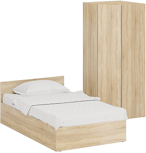 Кровать 1200 + Шкаф угловой Стандарт, цвет дуб сонома, ШхГхВ 123,5х203,5х70 + 81,2х81,2х200см., сп.м. 1200х2000 мм., без матраса, основание есть