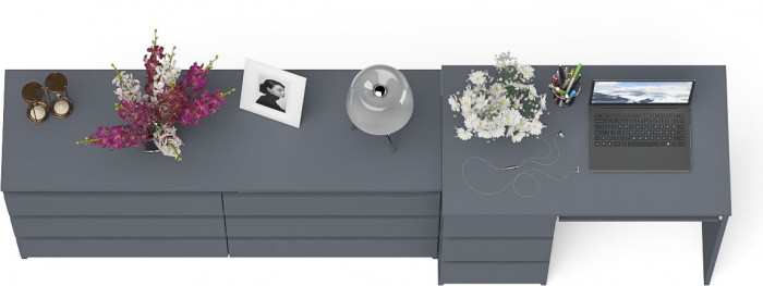 Мори компьютерный стол МС-6 левый + Комод МК1380.6, графит