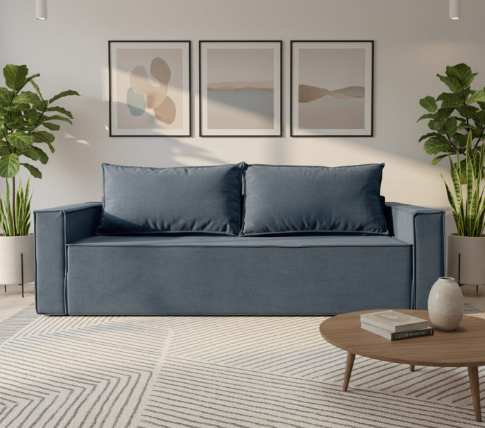 Диван-еврокнижка Лофт Люкс 140, велюр серый