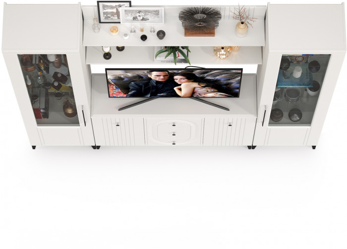 Валенсия Гостиная № 101, ЛДСП белый шагрень/МДФ белый шагрень