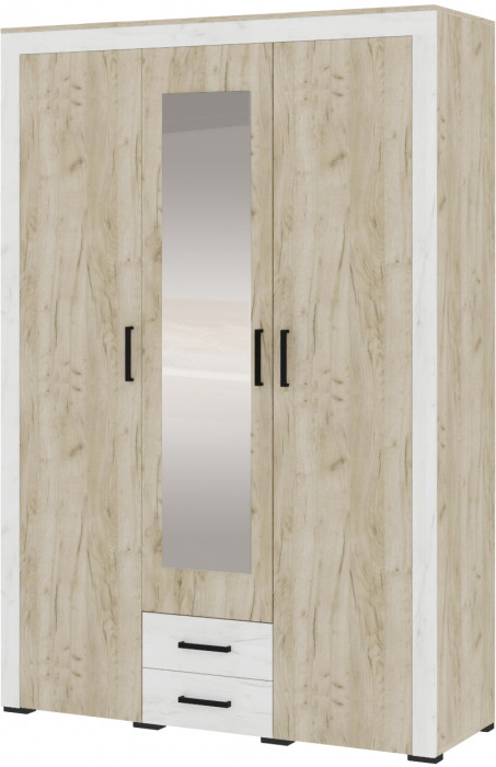 Шкаф 3-х створчатый "Адель" - Крафт серый/Крафт белый