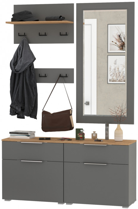 Октава Прихожая 40, серый графит/дуб крафт золотой/фасады МДФ серый графит