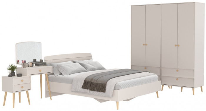 Афина Спальня 17-1600, цвет кашемир серый, сп.м. 1600х2000 мм., б/м, основание есть - фанера