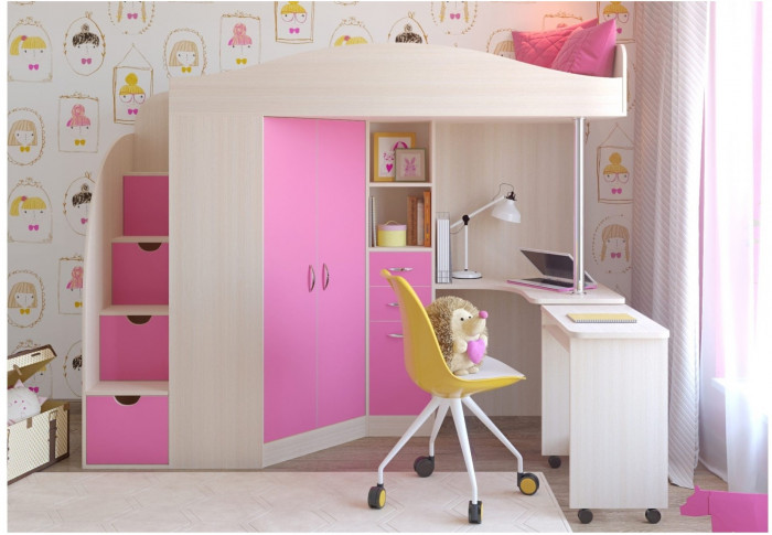 Кровать-чердак Юниор 4 (Ясень Анкор Темный/Ясень Анкор темный)