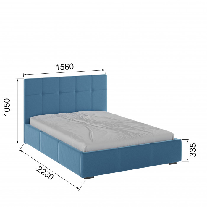 Рио Кровать интерьерная 140 светло-голубой квадрат, ортопед