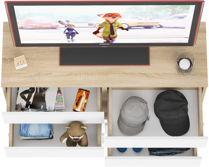 Мори Комод МК1200.6, цвет дуб сонома/белый, ШхГхВ 120,4х41х73 см.