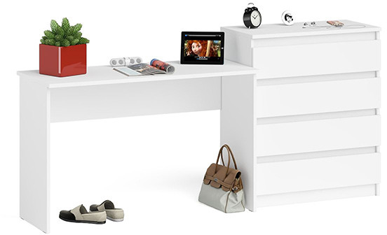 Мори письменный стол МСП1200.1 + Комод МК800.4, белый