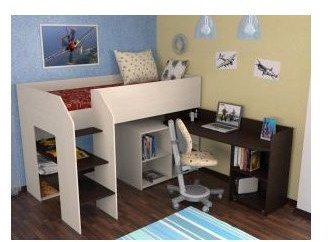 Детская кровать-чердак Теремок-2, Дуб молочный / Венге