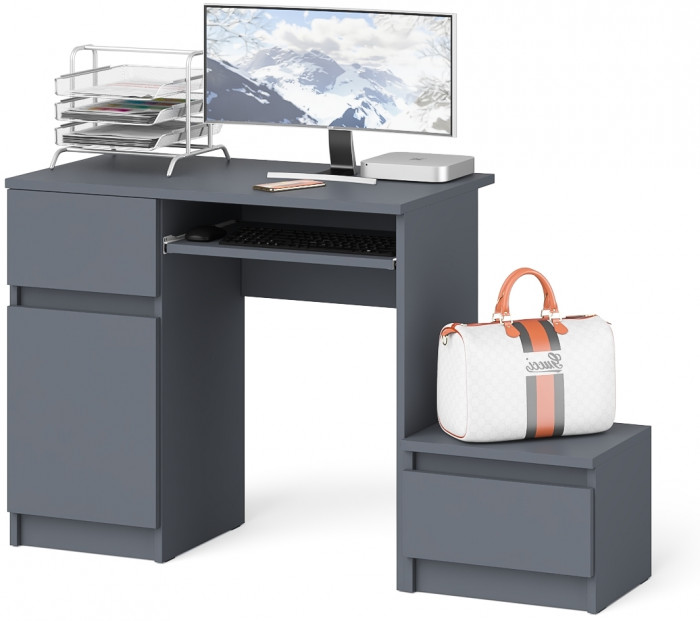 Мори компьютерный стол МС-1 левый + Тумба ТМП400.1, графит