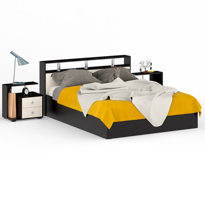 Камелия Кровать 1600 + две тумбы, венге/дуб лоредо