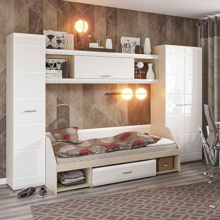 Симба надстройка одноярусной кровати (1942*478*266) ясень шимо темный/кофе с молоком