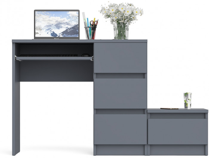 Мори компьютерный стол МС-6 правый + Тумба ТМП400.1, графит