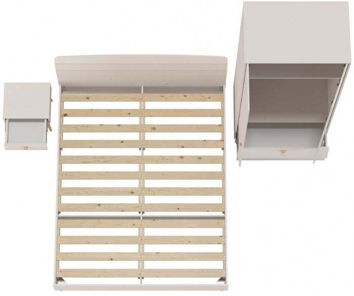 Афина Спальня Кровать 1600 + Шкаф 2-х дверный + Тумба, цвет кашемир серый, 164,6х210,2х95,6 + 90,3х56,3х220 + 45х37х45 см., 1600х2000, б/м, осн. есть