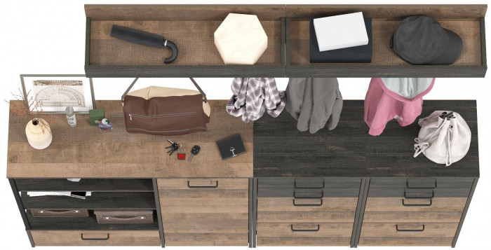 Трувор Прихожая 162, цвет дуб гранж песочный/интра, ШхГхВ 209х37х195 см., универсальная сборка