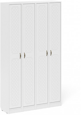 Прихожая П-6 Пенал 4 штуки, цвет белая шагрень/фасады МДФ белое дерево фрезеровка ромб, ШхГхВ 60х35х210 см., универсальная сборка