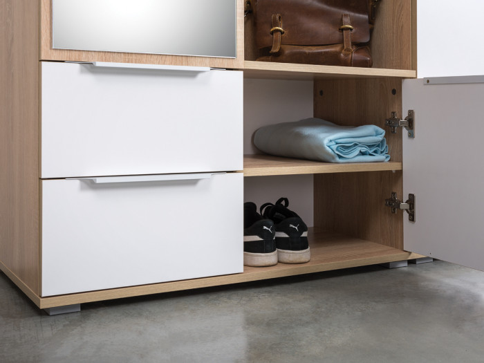 Куба Шкаф комбинированный 10.14, цвет дуб сонома/белый премиум, ШхГхВ 86,4х38,3х210,6 см., универсальная сборка